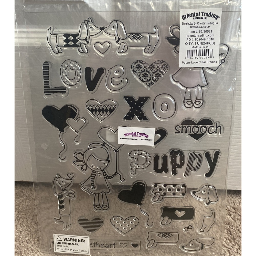 Clear Stamps Puppy Love Dachshund Weenie Dog Sweetheart Valentine 24 pieces - Picture 1 of 6